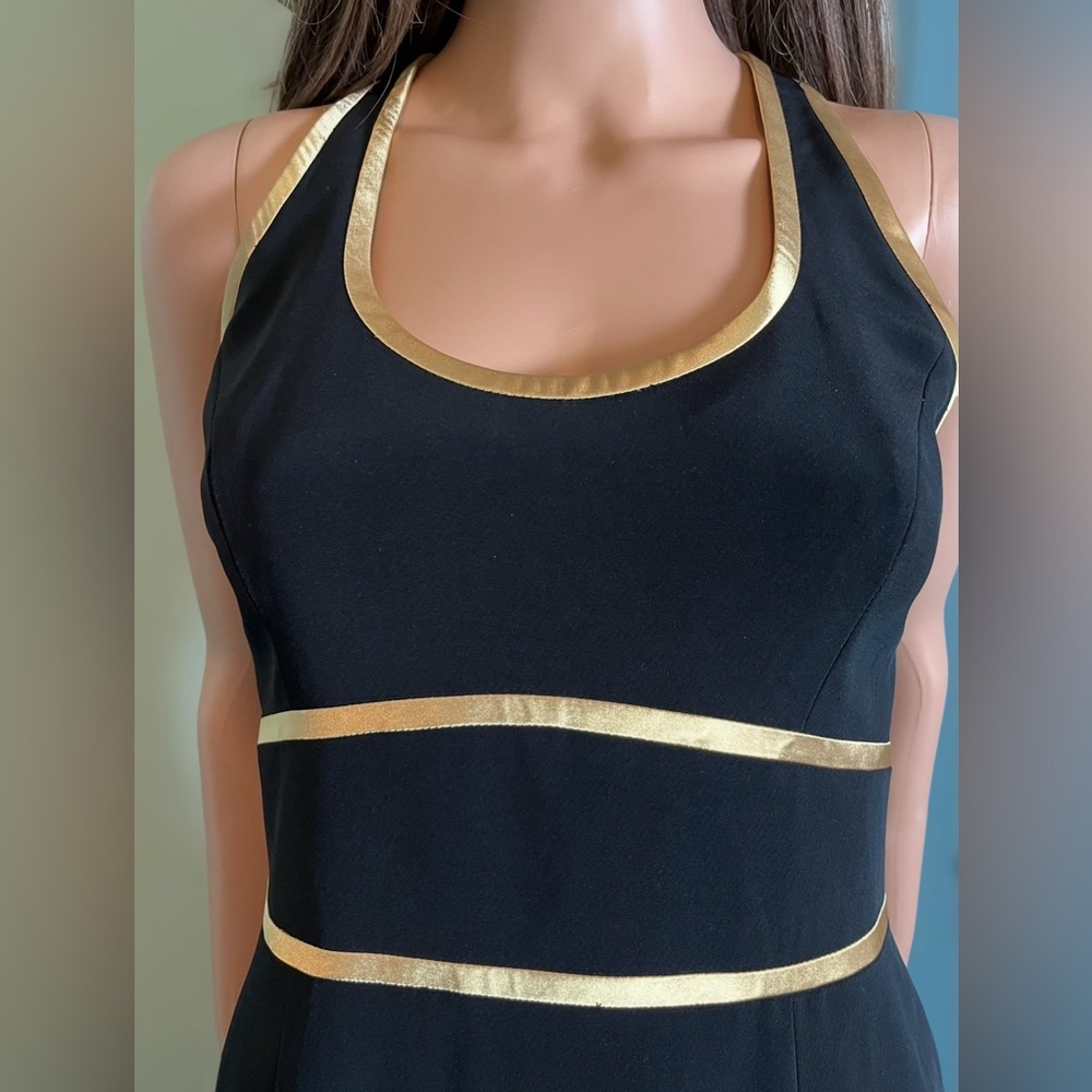 ADRIANNA PAPELL Evening Black & Gold Party Cocktail Pencil Dress. Size 4 - Picture 3 of 8